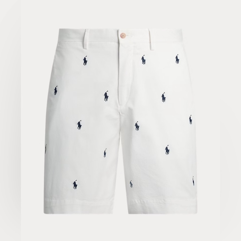 Polo Ralph Lauren Boys Shorts Size 12 White With Navy Blue Polo